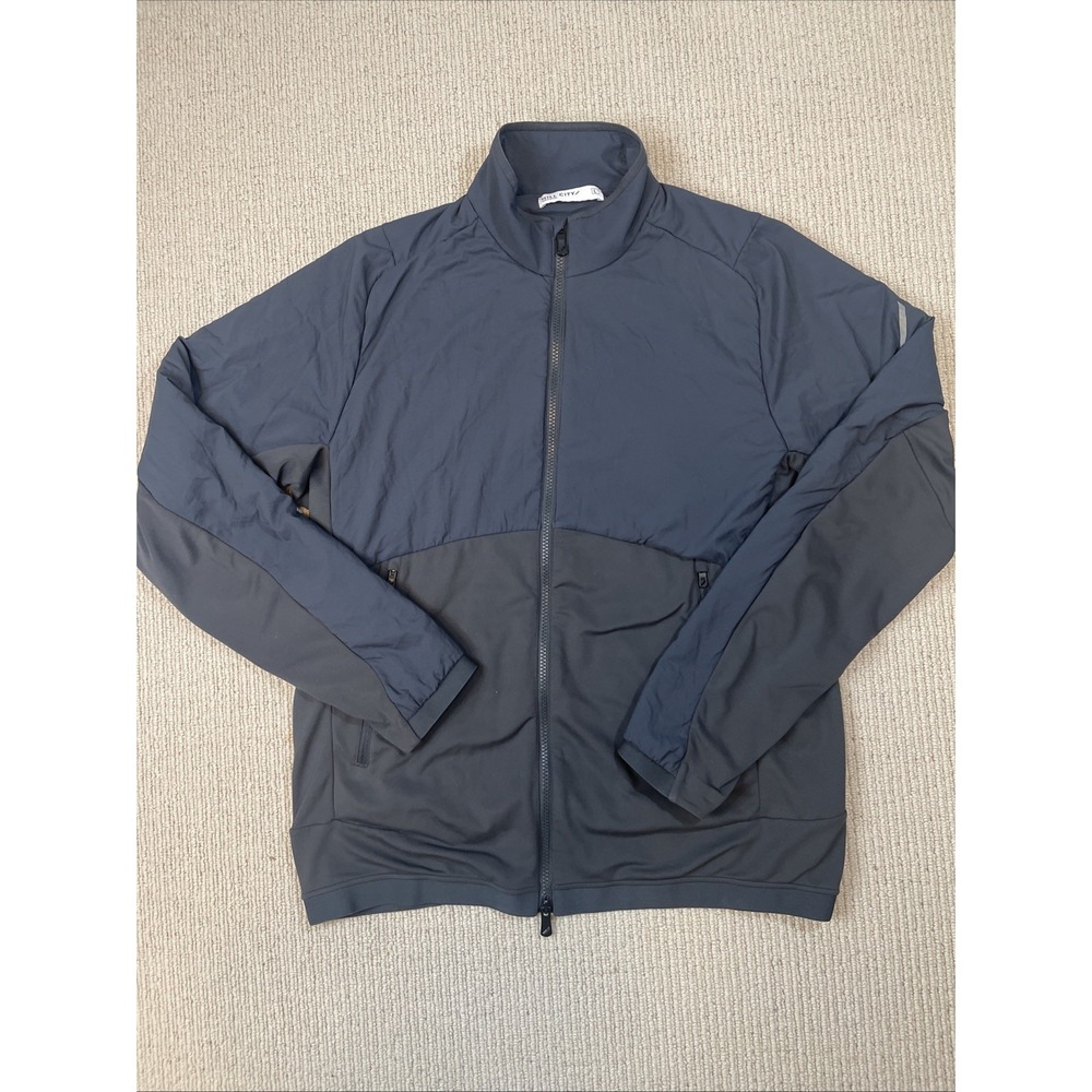Hill City Men's Large Blue Black Nylon Insulated Run Jacket Full Zip